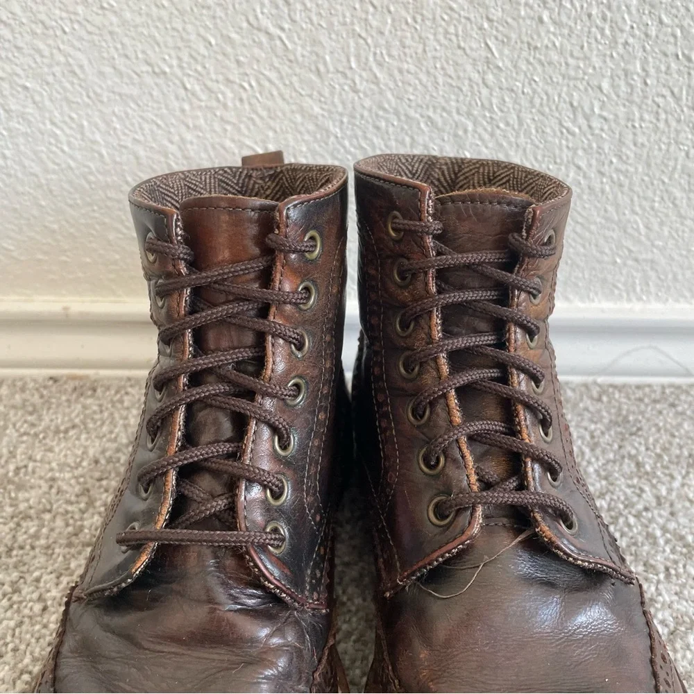 Franco Fortini Wing Tip Lace Up Classic Ankle Boots Mens Size 8 Brown Leather